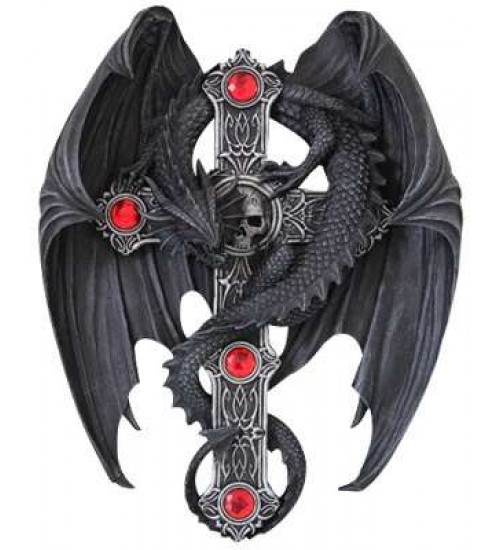 Dragon Wings Cross Medieval Wall Plaque