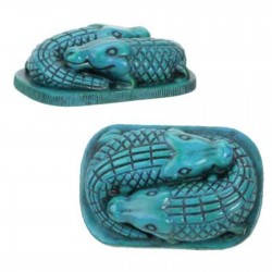 Faience Blue Egyptian Crocodile Statue