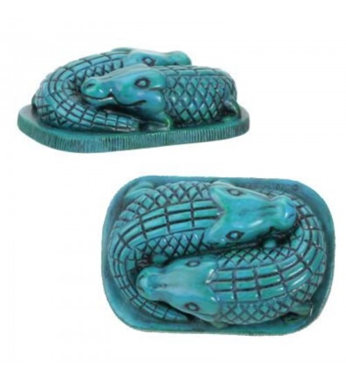 Faience Blue Egyptian Crocodile Statue