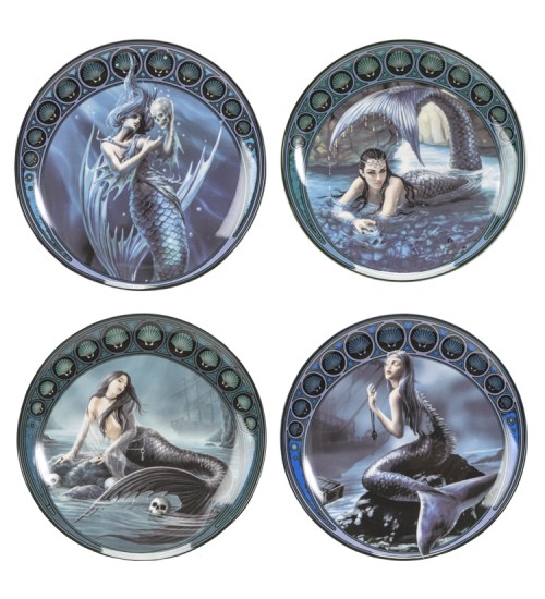 Mermaid Fantasy Art Desert Plate Set of 4