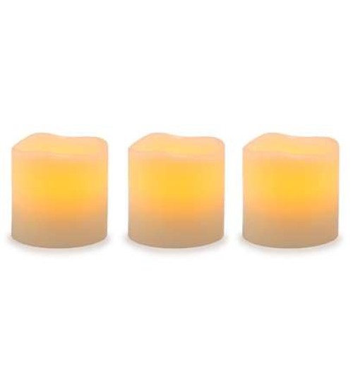 Unscented LED Pillar Candles with Timer - Set of 3