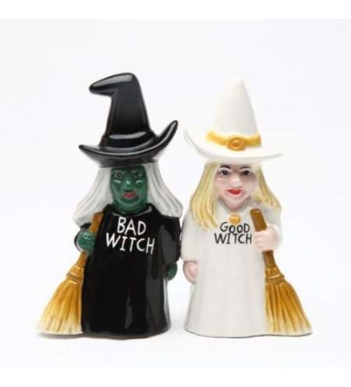 Good Witch Bad Witch Salt and Pepper Shakers