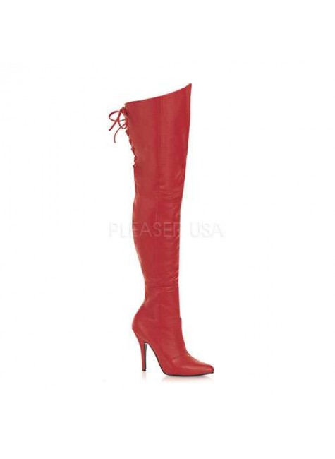 red thigh high lace up boots