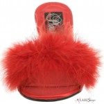 Amour Red Maribou Trimmed Slipper