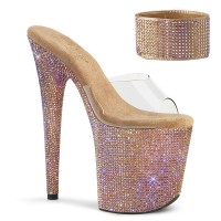 Bejeweled Rose Gold 8 Inch High Platform Sandal