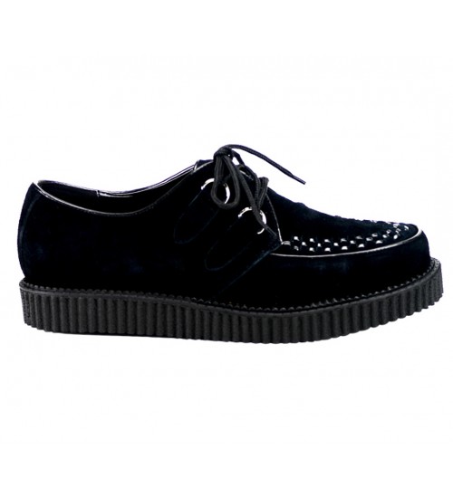 Rockabilly Mens Black Suede Creeper Loafer