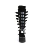 Black Velvet Swing Buckled Womens Platform Boots