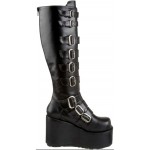 Buckled Concord Wedge Platform Black Boots