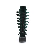 Emerald Green Velvet Swing Buckled Womens Platform Boots