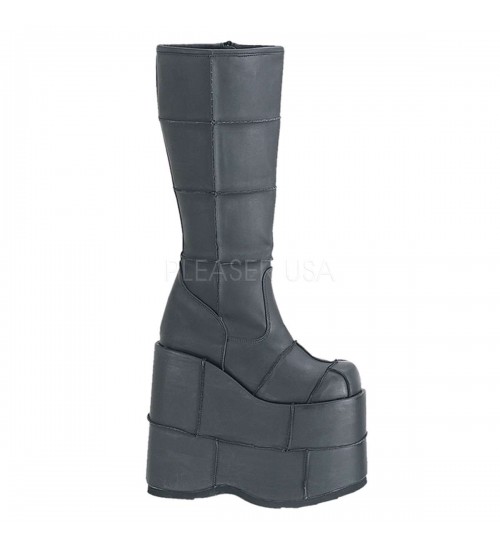 Mens Platform Patched Knee Boots