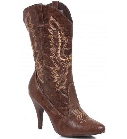 Brown Scrolled Cowgirl Boots