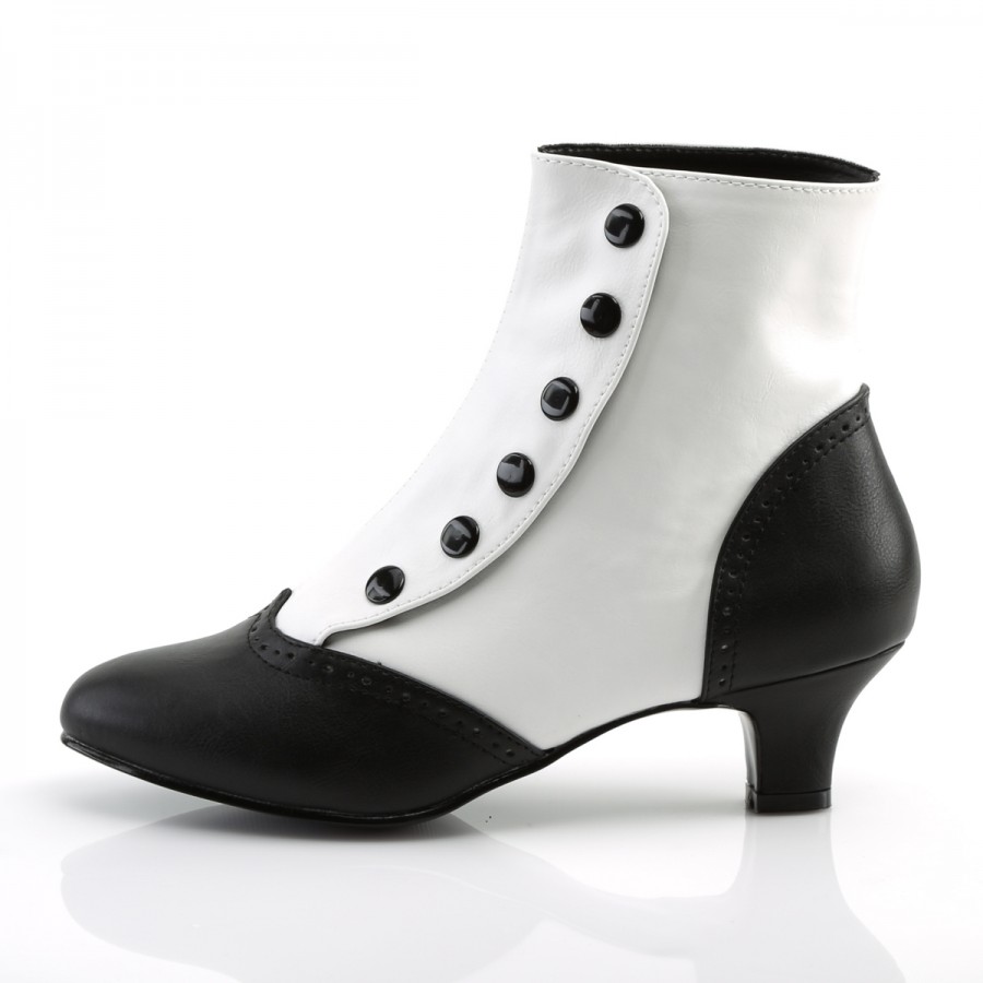 Flora Womens Black and White Spats Victorian Ankle Boots