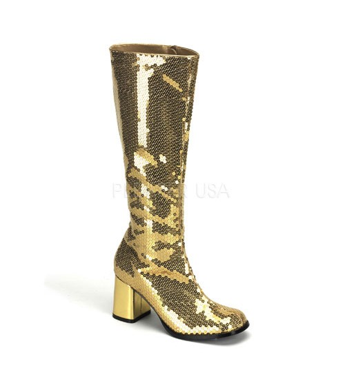 Spectacular Gold Sequin Covered Gogo Boots