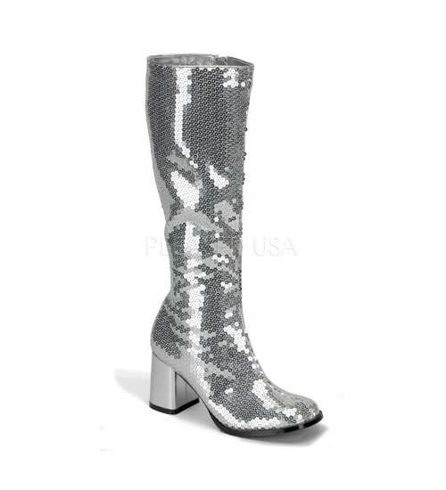 Spectacular Silver Sequin Covered Gogo Boots