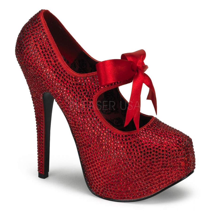 red sparkly high heels