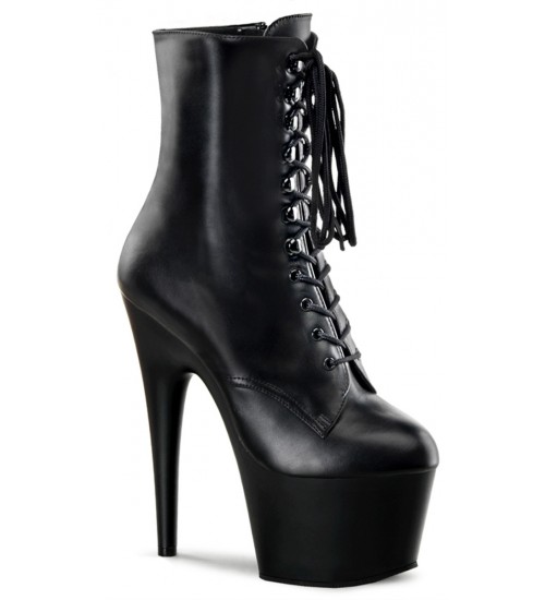 Adore Black Leather Platform Ankle Boots