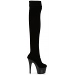 Adore Black Velvet Thigh High Platform Boots