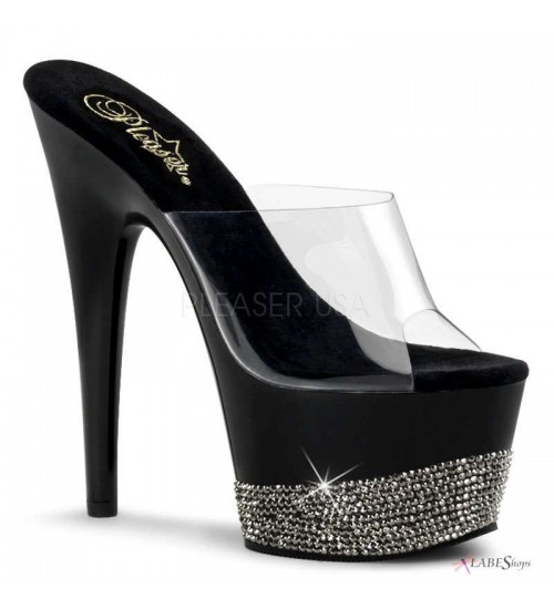 Rhinestone Platform Adore Black Slide