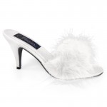 Amour White Maribou Trimmed Slipper