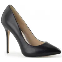 Amuse Black Faux Leather 5 Inch High Heel Pump