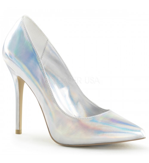 Amuse Silver Hologram 5 Inch High Heel Pump