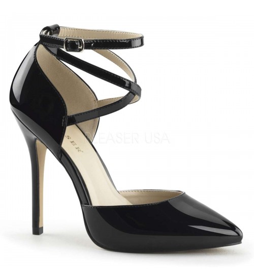 Dorsey Criss Cross Ankle Strap Black Amuse Pump