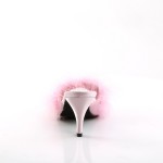 Amour Baby Pink Maribou Trimmed Slipper