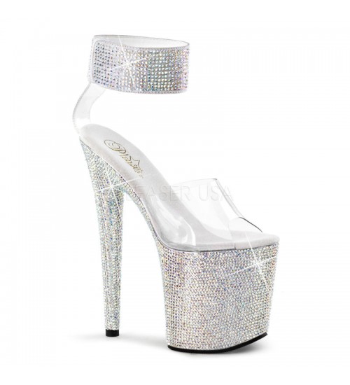 Bejeweled Rhinestone 8 Inch High Platform Sandal