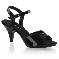 Black Patent Belle 3 Inch Heel Sandal