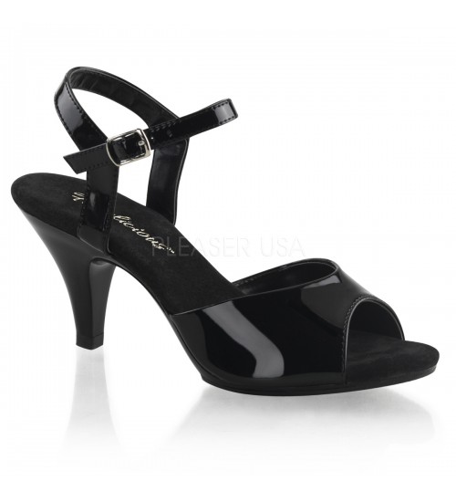 Black Patent Belle 3 Inch Heel Sandal