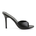 Classique Black Faux Leather 4 Inch Mule