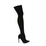 Courtly Black Nylon Thigh High Boot