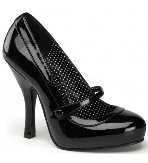 Cutie Pie Black Patent Mary Jane Pin Up Pumps