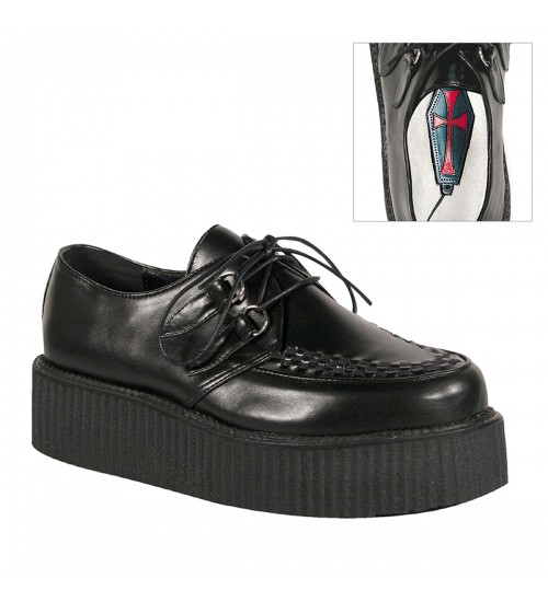 Black Faux Leather Mens Basic Creeper Loafer