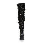 Courtly Black Sequin Thigh High Slouch Boot