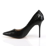 Classique Black Snake Print Leather 4 Inch High Heel Pump