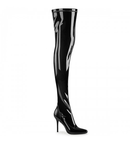 Classique Black Faux Leather Thigh High Boot