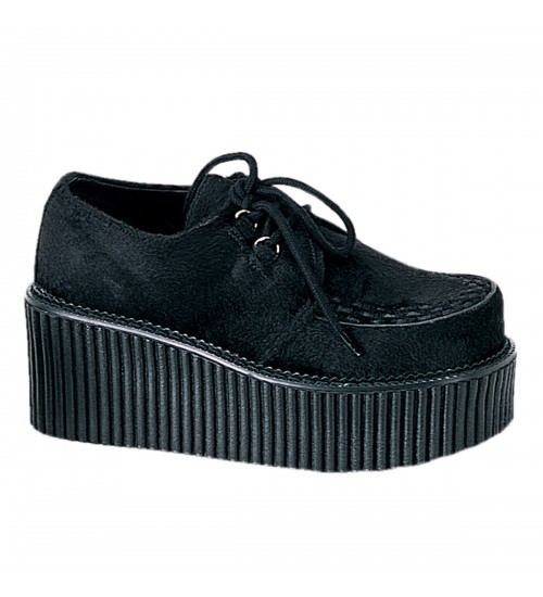 Black Suede Woven Womens Creeper