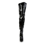 Seduce Black Patent Wide Calf Thigh High Boots