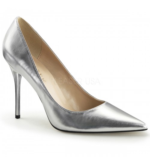 Silver Metallic Classique Pointed Toe Pump