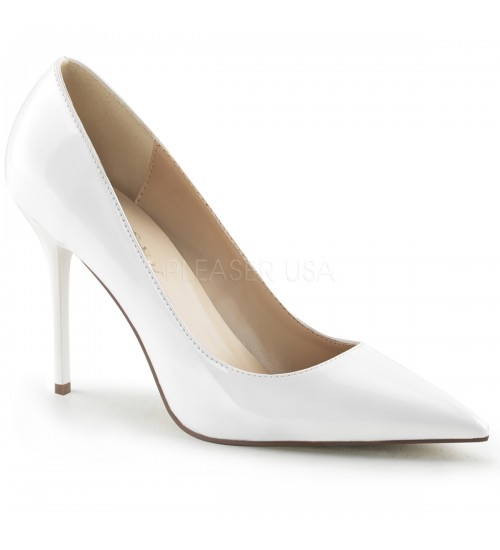 White Classique Pointed Toe Pump