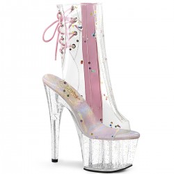 Clear and Pink Adore Platform Ankle Boot