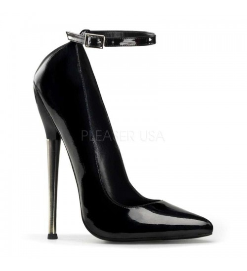 Dagger Black Extreme Heel Ankle Strap Pump