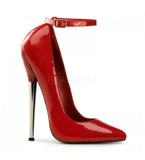 Dagger Red Extreme Heel Ankle Strap Pump