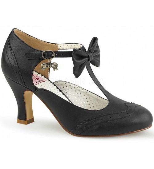 Flapper Black T-Strap Bow Pump