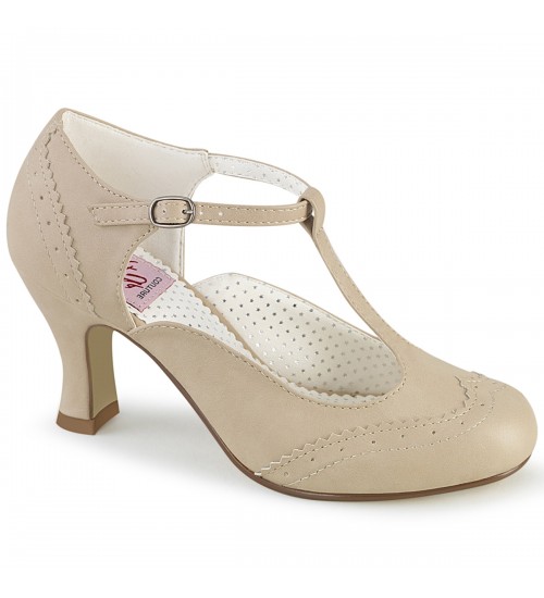 Flapper Cream T-Strap Pump