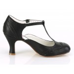 Flapper Black Kitten Heel T-Strap Pump