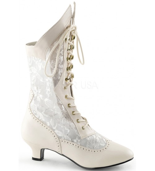 Victorian Dame Ivory Lace Boots