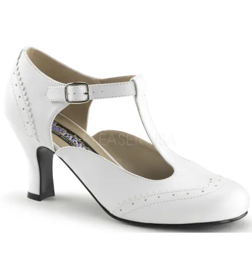 Flapper White T-Strap Pump