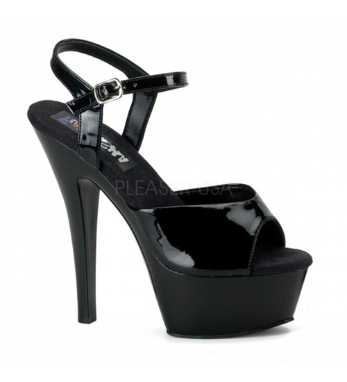 Juliet Black Platform Sandal with 6 Inch Heel